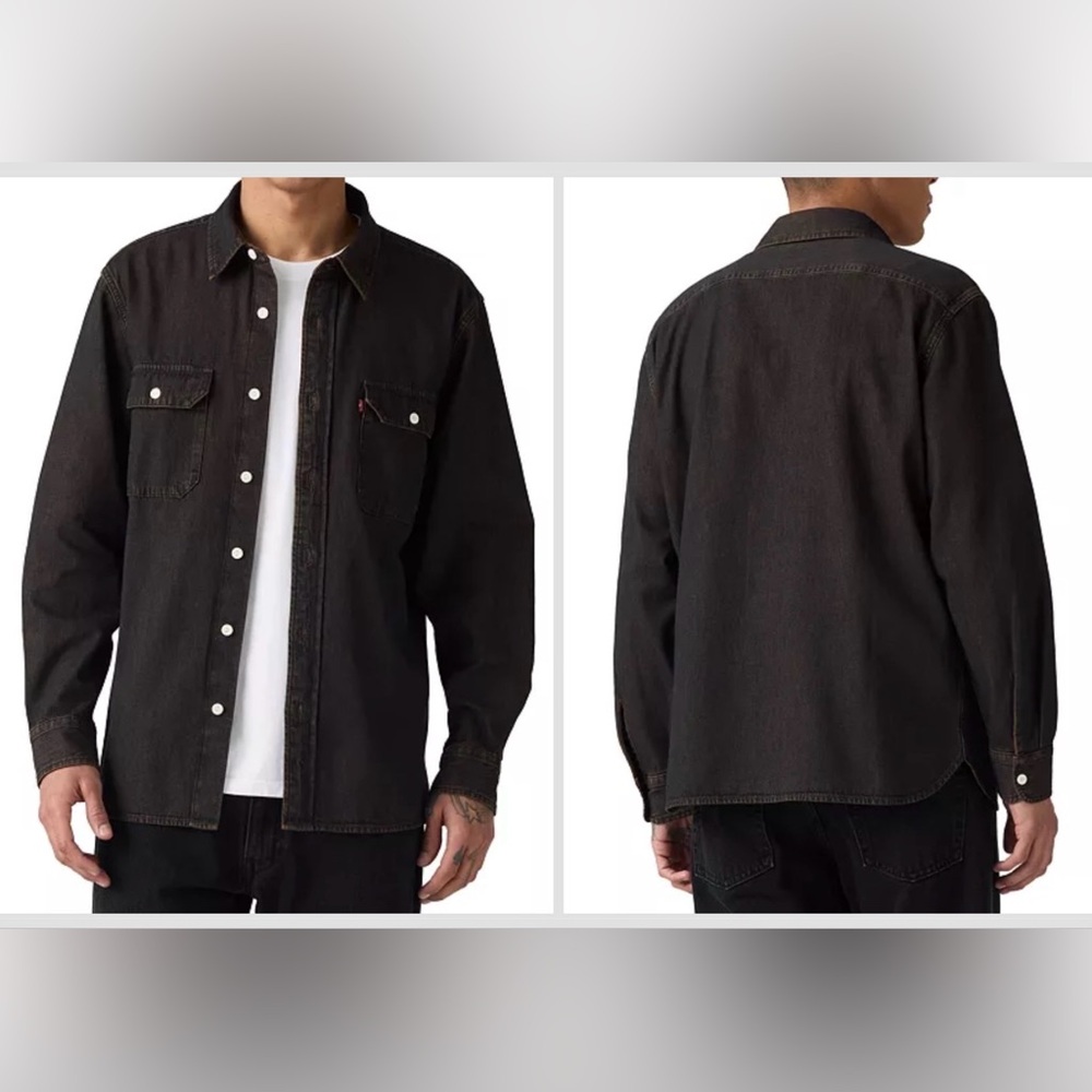 Levi’s Men's Black and Copper tone Denim Long Sleeve Shirt Large new with tags